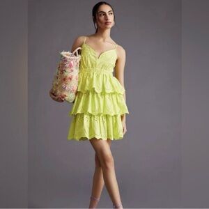 Lime Green Tiered Dress